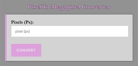 Megapixels to Pixels Converter .